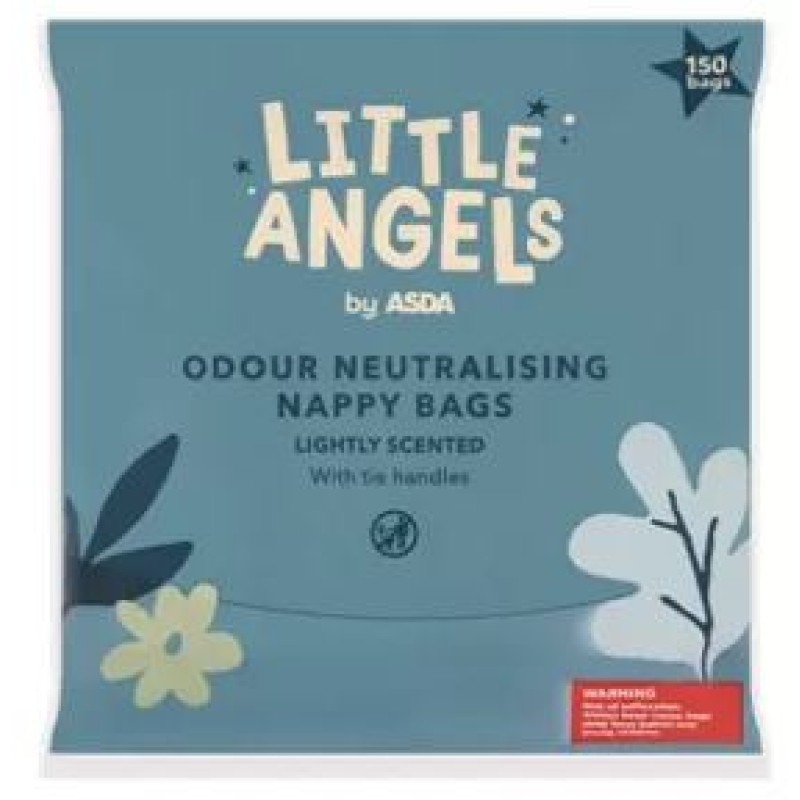 ASDA LITTLE ANGELS ODOUR NEUTRALISING NAPPY BAGS 150 PACK