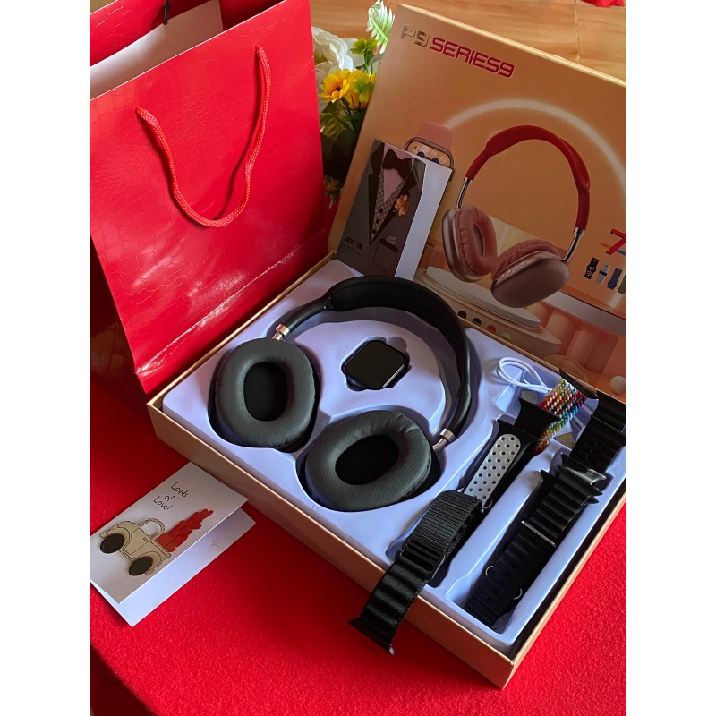 P9 Series Smart Watch With Headphones Gift hamper