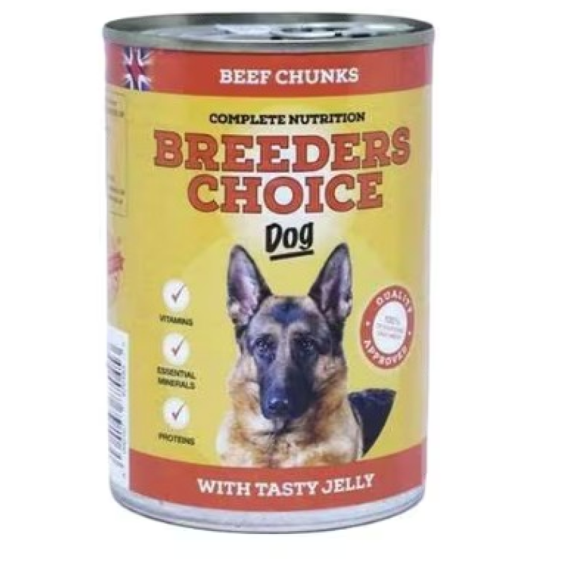 BREEDERS CHOICE DOG FOOD,BEEF CHUNKS WITH TASTY JELLY 400G