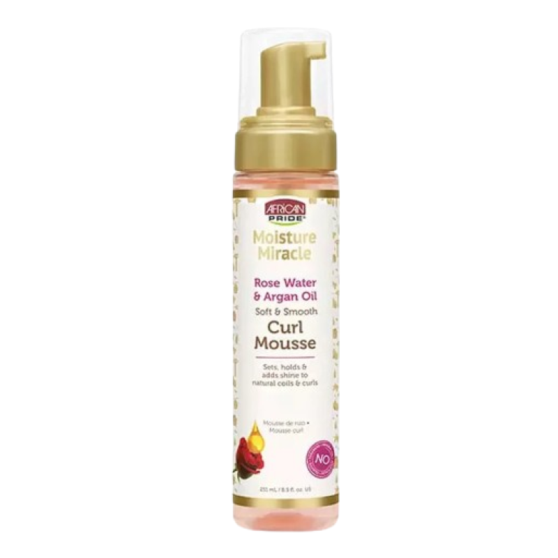 AFRICAN PRIDE MOISTURE MIRACLE ROSE WATER & ARGAN OIL CURL MOUSSE 251ML