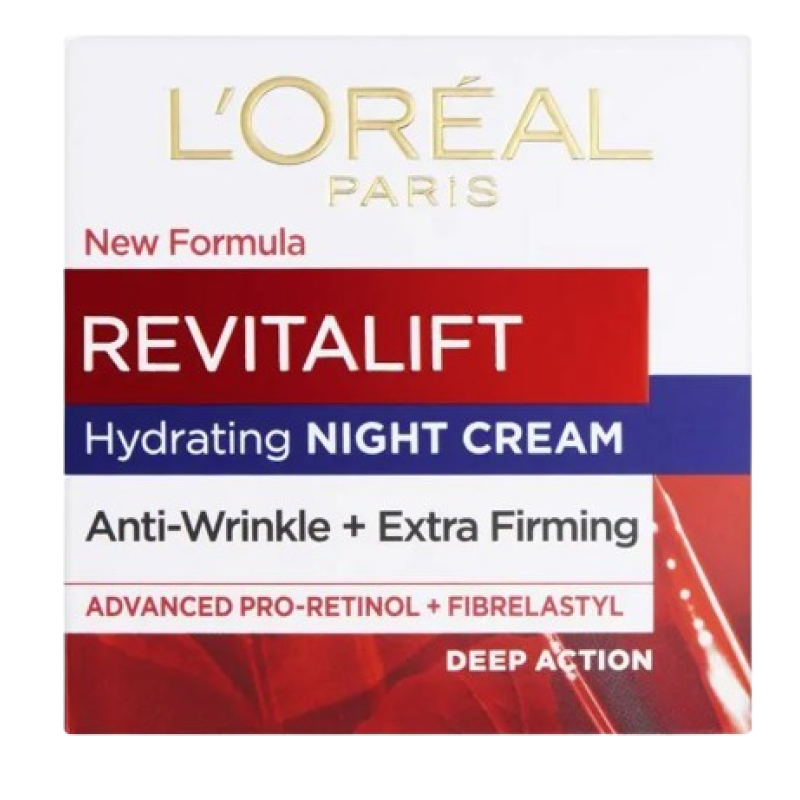 L'OREAL REVITALIFT 50ML HYDRATING ANTI-WRINKLE + FIRMING NIGHT CREAM