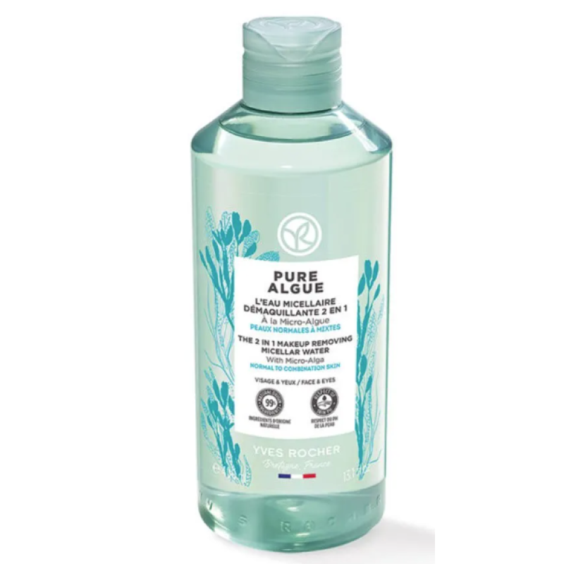 YVES ROCHER PURE ALGUE 2 IN 1 MAKE UP REMOVING MICELLAR WATER 400ML