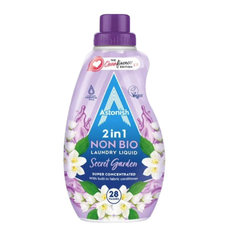 ASTONISH 2 IN 1 NON-BIO LAUNDRY LIQUID SECRET GARDEN 840ML