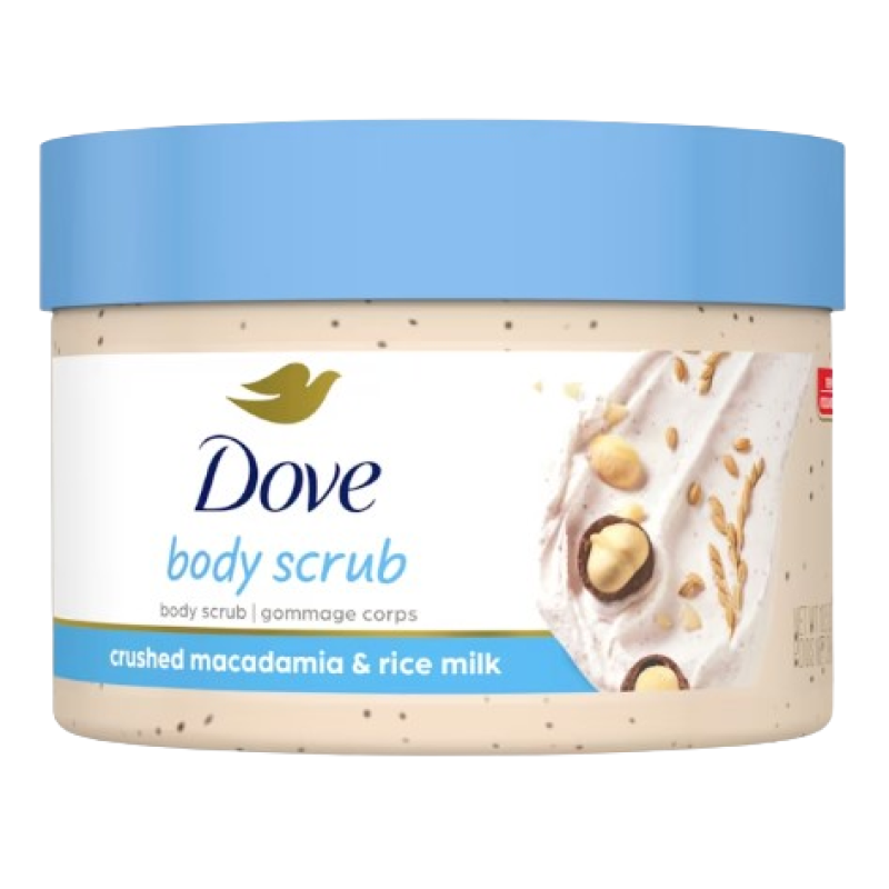 DOVE EXFOLIATING BODY SCRUB WITH CRUSHED MACADAMIA AND RICE MILK 298G