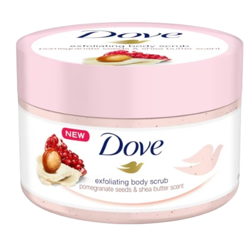 DOVE EXFOLIATING POMEGRANATE SEEDS & SHEA BUTTER BODY SCRUB 290G