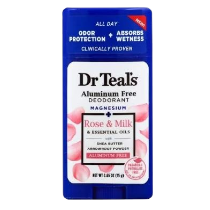 DR TEAL'S 75G ALUMINIUM FREE ROSE AND MILK DEODRANT