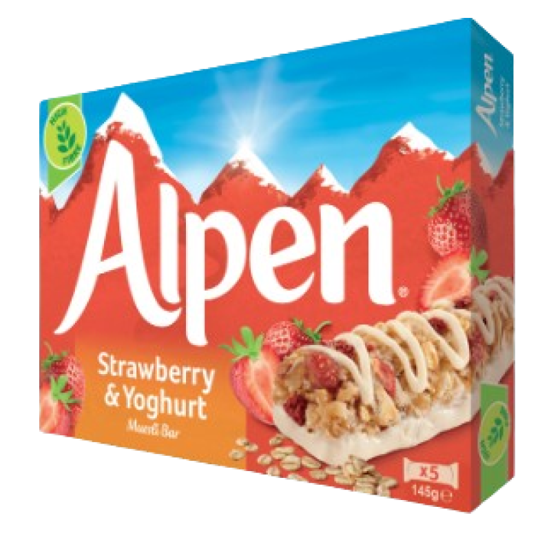 ALPEN BARS STRAWBERRY WITH YOGHURT 145G