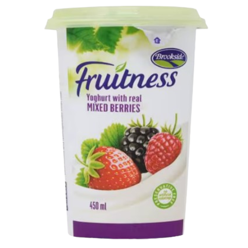 BROOKSIDE FRUITNESS WITH REAL MIXED BERRIES YOGHURT 450ML