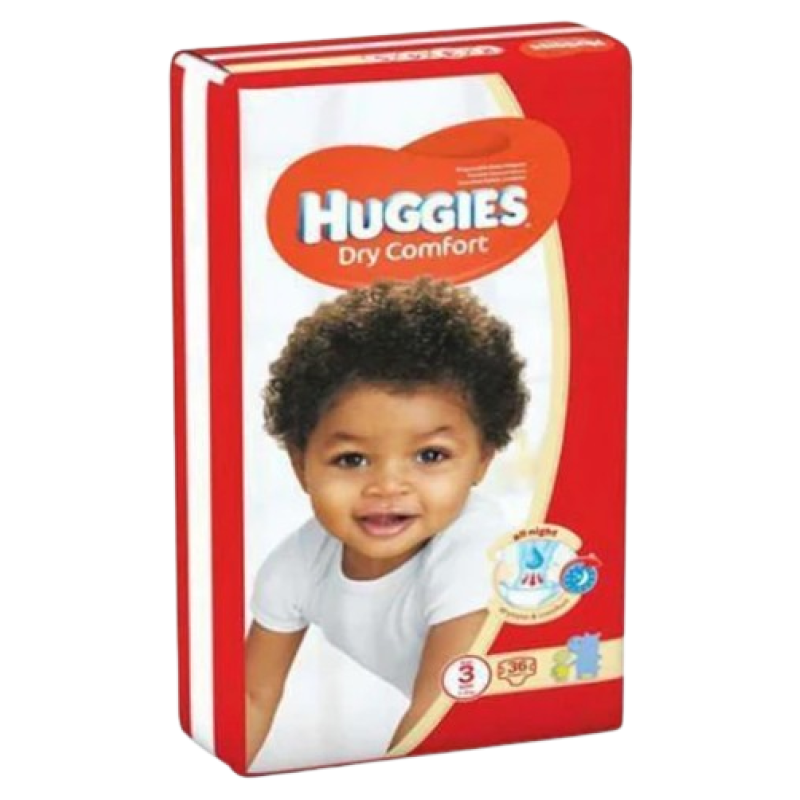 HUGGIES SIZE 3 DRY COMFORT DIAPERS 5-9kgs 36's