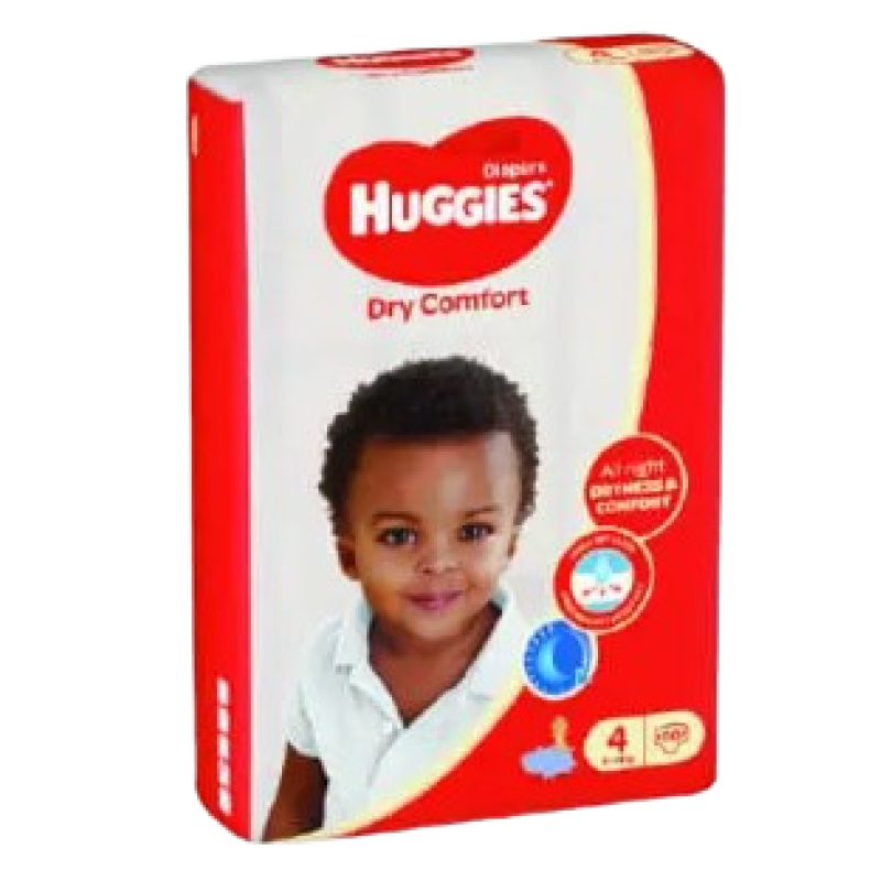 HUGGIES SIZE 4 DRY COMFORT DIAPERS 8-14kgs 8's