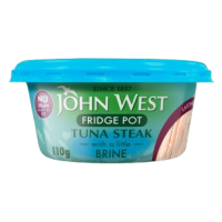 JOHN WEST FRIDGE POT TUNA STEAK IN BRINE 110G