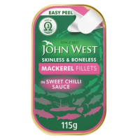 JOHN WEST MACKEREL FILLETS IN SWEET CHILLI SAUCE 115G