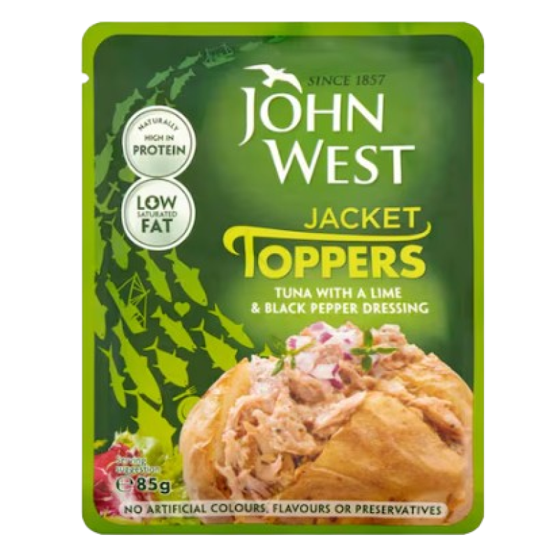 JOHN WEST JACKET TOPPERS TUNA WITH LIME & BLACK PEPPER 85G