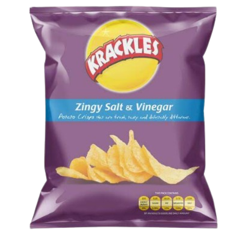 KRACKLES ZINGY SALT AND VINEGAR CRISPS 125G 