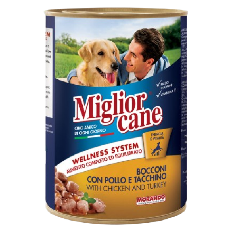 MIGLIOR CANE CANNED DOG FOOD WITH CHICKEN AND TURKEY 405G