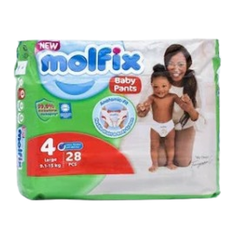 MOLFIX SIZE 4 BABY PANTS LARGE MAXI 9-15Kgs 28Pcs