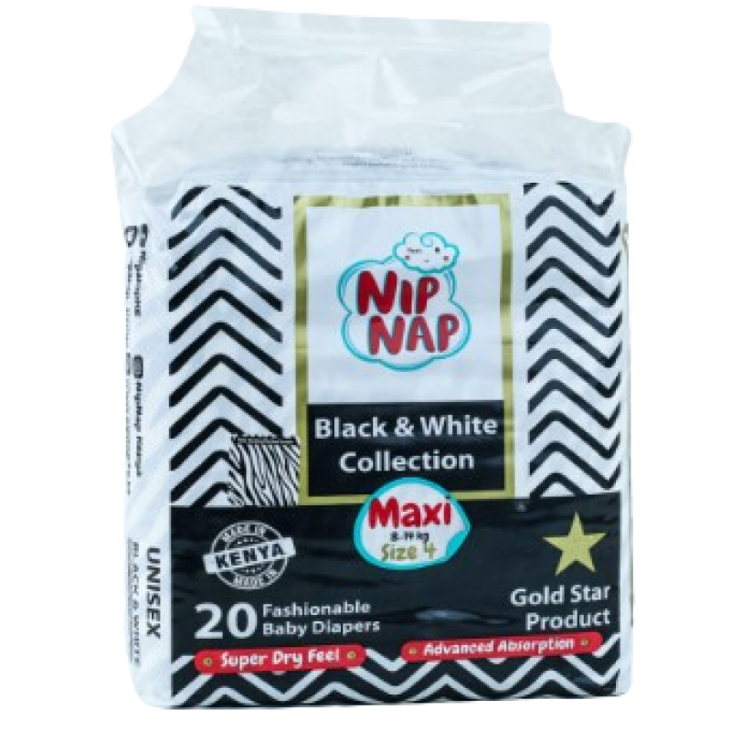 NIPNAP SIZE 4 BLACK AND WHITE COLLECTION BABY DIAPERS MAXI 8-14kgs 20's NIPNAP SIZE 4 BLACK AND WHITE COLLECTION BABY DIAPERS MAXI 8-14kgs 20's
