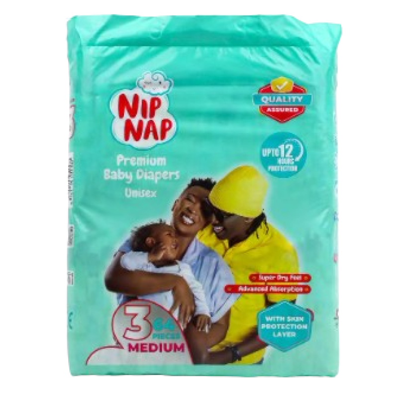 NIPNAP SIZE 3 PREMIUM JUMBO BABY DIAPERS MEDIUM 64'S