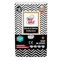 NIPNAP SIZE 3 MIDI BLACK AND WHITE COLLECTION BABY DIAPERS MIDI 36's