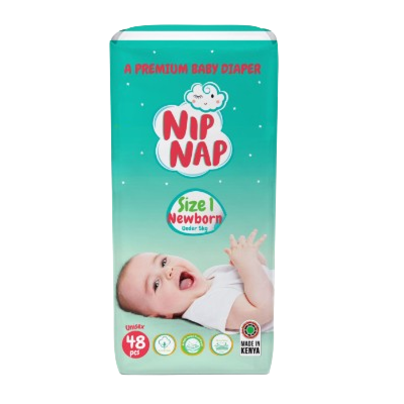 NIPNAP SIZE 1 NEWBORN HIGH COUNT DIAPERS 48'S