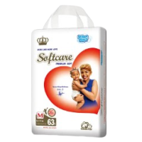 SOFTCARE PREMIUM SOFT DIAPERS MEDIUM 6.1Kgs-9Kgs 63Pcs