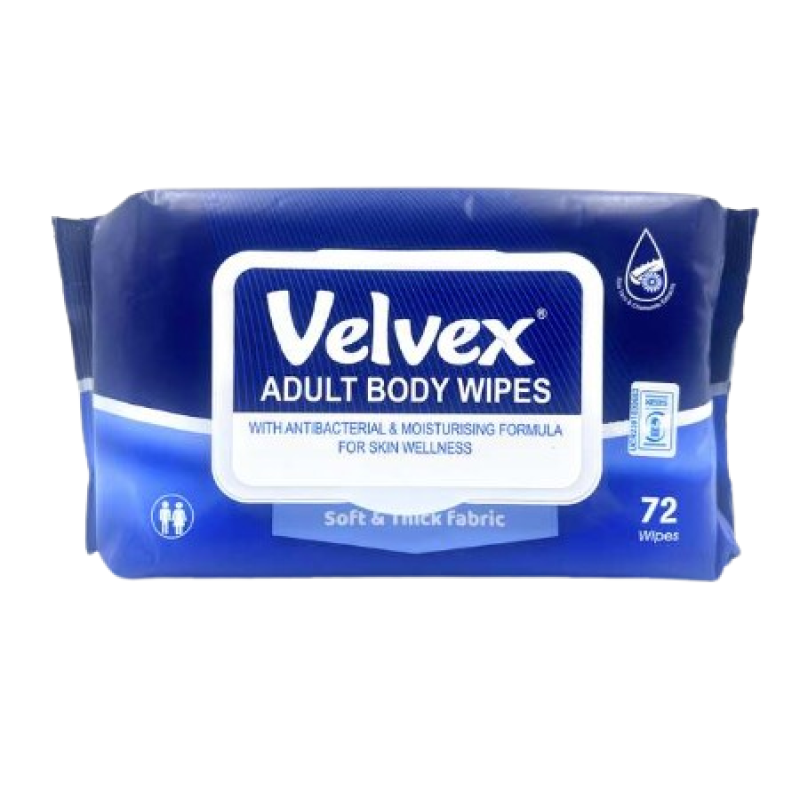 VELVEX ADULT BODY WIPES 72'S