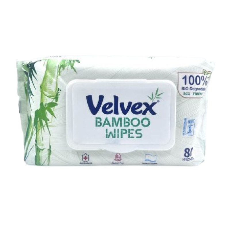 VELVEX BAMBOO WIPES 80'S