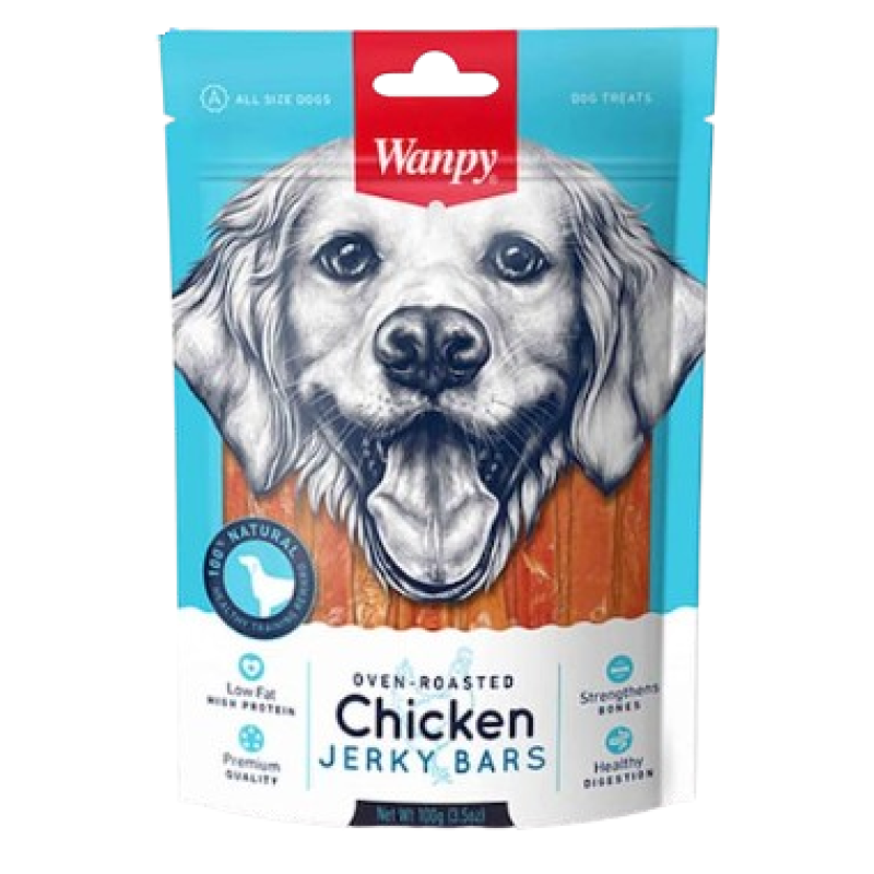 WANPY DOG FOOD CHICKEN JERKY BARS 100G