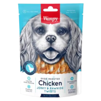 WANPY DOG FOOD CHICKEN JERKY & RAWHIDE TWISTS 100G