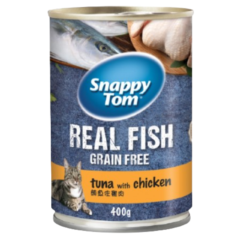 SNAPPY TOM REAL FISH GRAIN FREE CAT FOOD, TUNA WITH CHICKEN 400G	