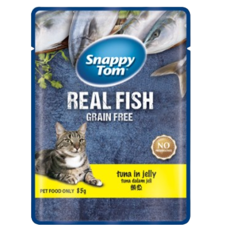 SNAPPY TOM REAL FISH GRAIN FREE CAT FOOD WITH TUNA IN JELLY 85G
