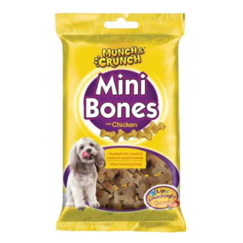 MUNCH AND CRUNCH DOG SNACK CHICKEN MINI BONES 