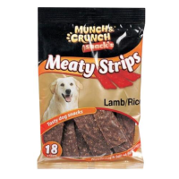 MUNCH AND CRUNCH SNACKS LAMB & RICE MEATY STRIPS 