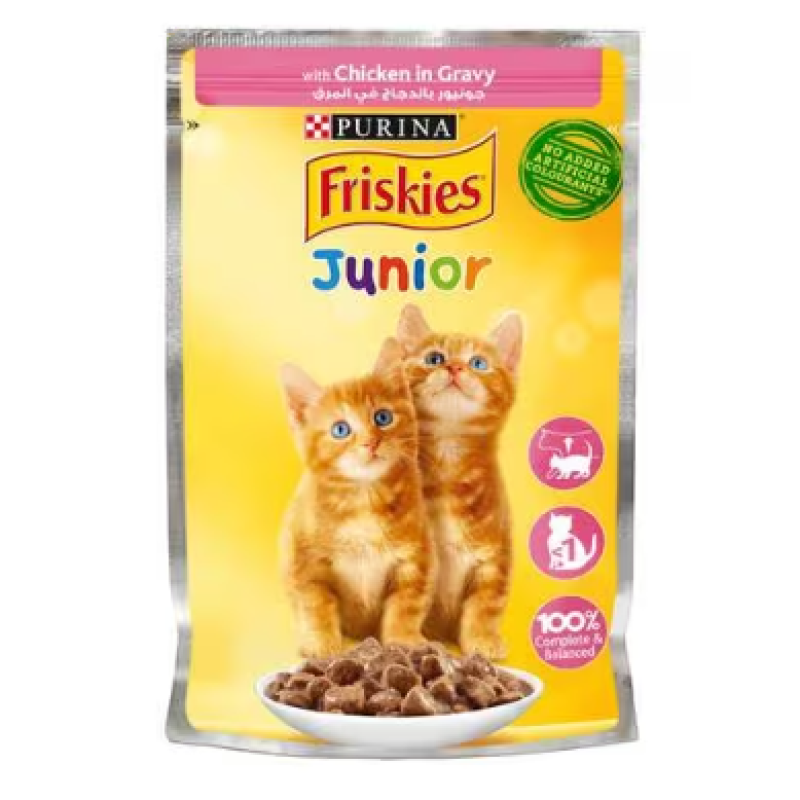 PURINA FRISKIES 85g  JUNIOUR CHICKEN IN GRAVY WET CAT FOOD