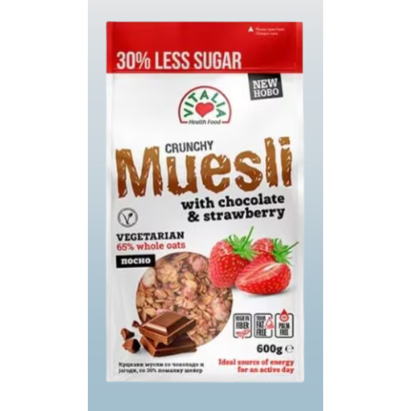 VITALIA 320G CRUNCHY MUESLI WITH CHOCOLATE & STRAWBERRY