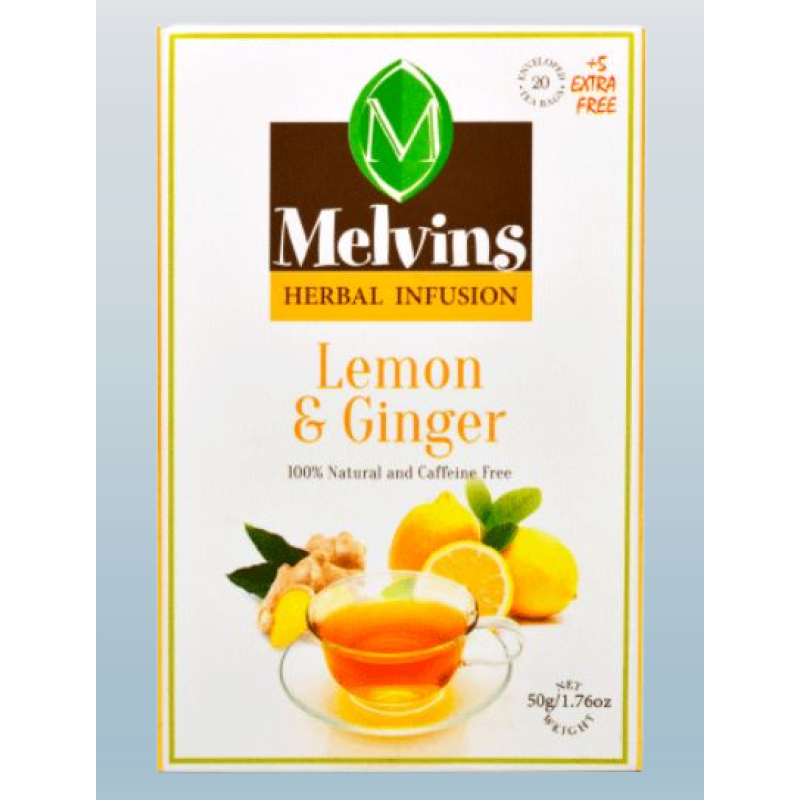 MELVINS TEA BAGS LEMON AND GINGER 25"S