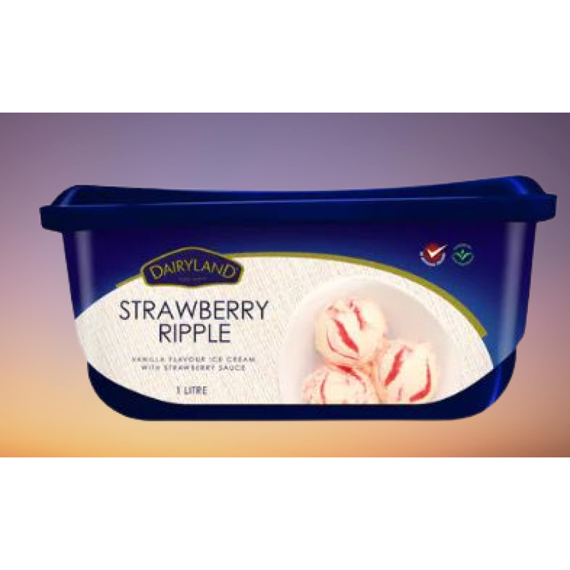 Dairyland Strawberry Ripple Ice Cream 1 Litre