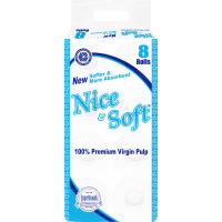Nice & Soft Toilet Paper 8pieces Unwrapped 6Packs in a Carton