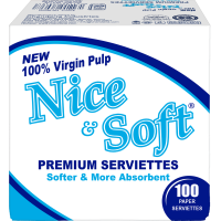 Nice & Soft White 100 Sheets Serviettes, 12 Packs per Carton	