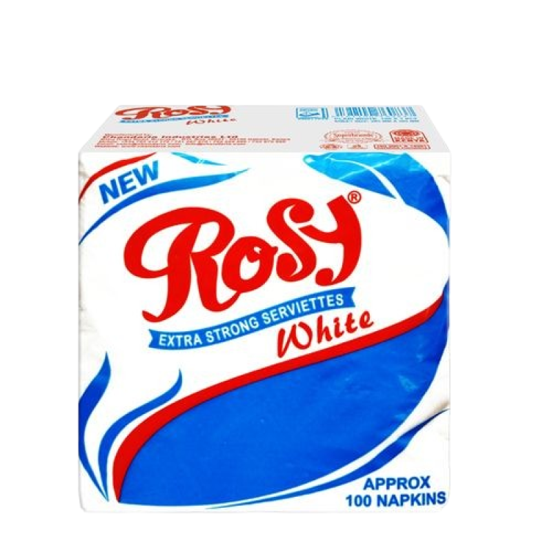 Rosy 100 Sheets White Serviettes