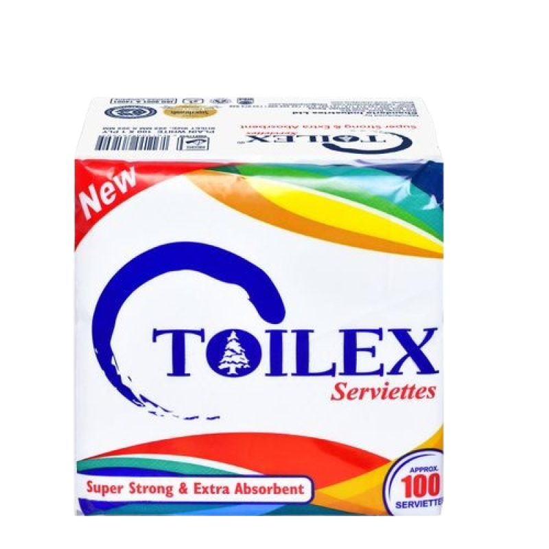 Toilex 100 Sheets White Serviettes, 18 Packets in a Carton