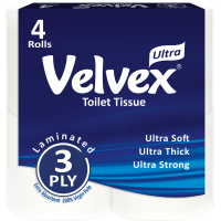 Velvex Toilet Paper 3-Ply, 4pack Unwrapped 12pieces in a Carton