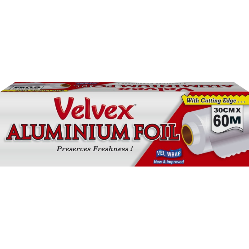 Velvex Aluminium Foil 30cm x 60Metres, 6 packets in a Carton