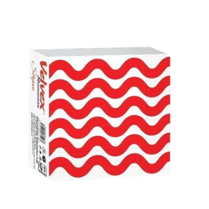 Velvex Moments Waves Red Serviettes 50's in a pack, 12 Packs per Carton