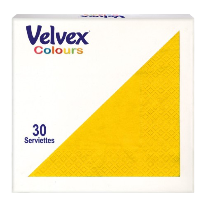 Velvex Deep Colour Sunshine yellow Serviettes 30's in a Pack, 6packs Per Carton