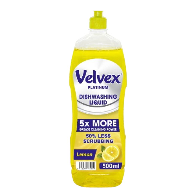Velvex Dishwashing Liquid Lemon Burst 500ml, 6 Bottles Per Carton
