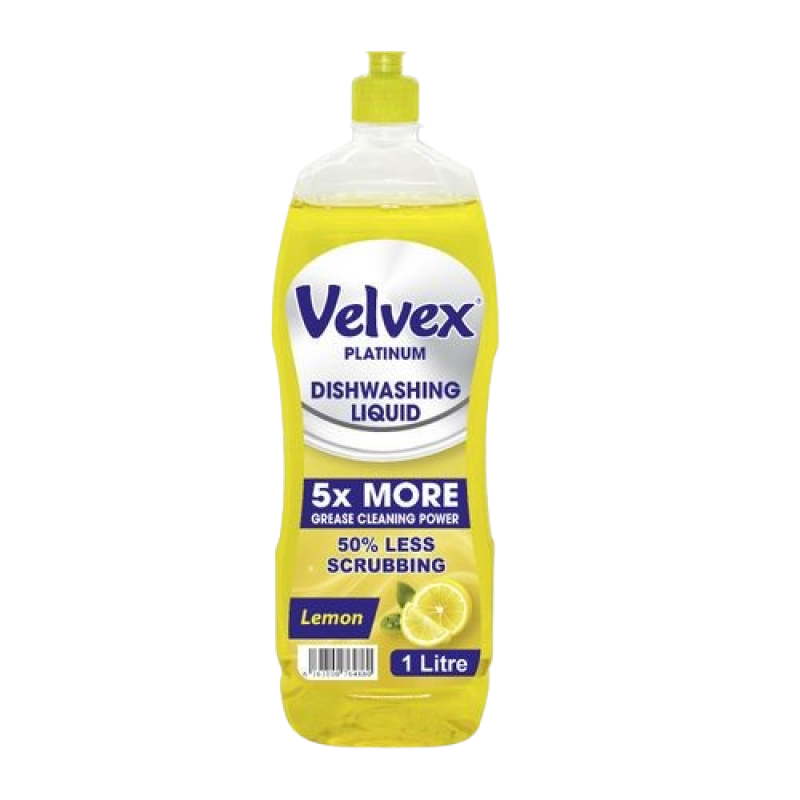Velvex Dishwashing Liquid Lemon Burst 1litre, 6 Bottles Per Carton