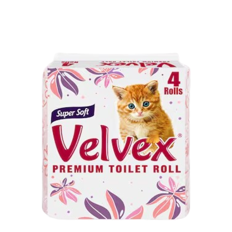 Velvex Printed 4 Pack Unwrapped Tissue Paper 12packs Per Carton
