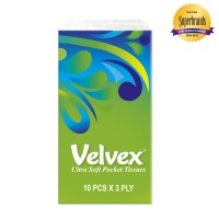 Velvex 10sheets Pocket Tissues Green Loose 120 packets in a Carton