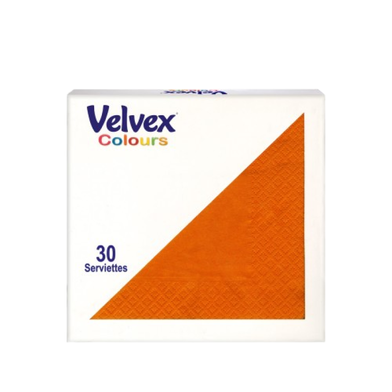Velvex Deep Colour Sunset Orange Serviettes 30's in a Pack, 6packs Per Carton